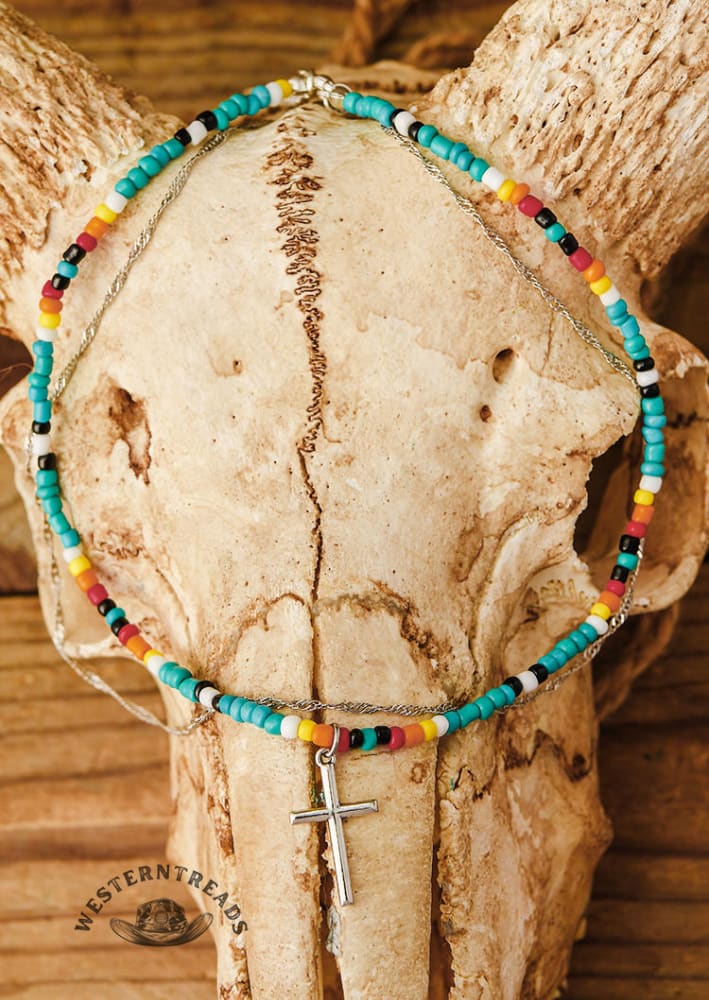 2Pcs Colorful Beading Cross Pendant Necklace - Image 3