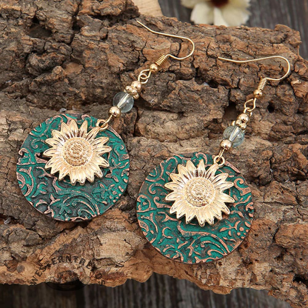 Retro Folk Style Peacock Blue Earrings - Image 3