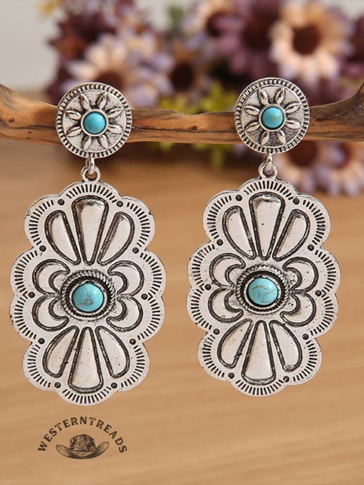 Alloy Imitation Turquoise Earrings - Image 2