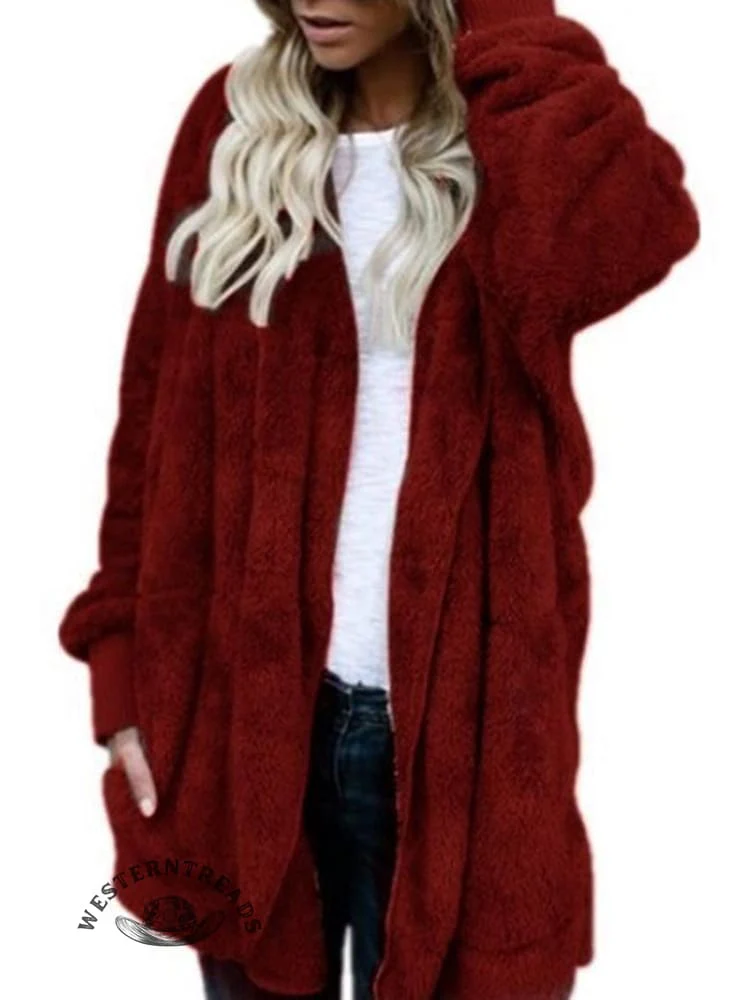 Autumn and Winter Solid Color Warm Top Medium Long Coat - Image 12