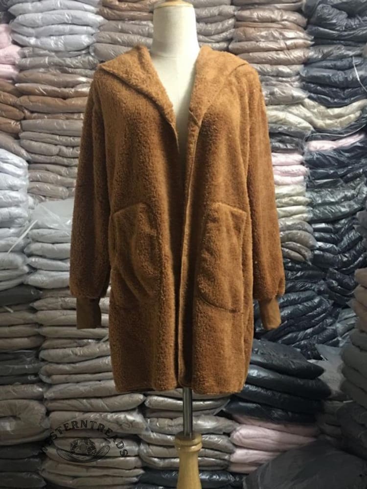Autumn and Winter Solid Color Warm Top Medium Long Coat - Image 17
