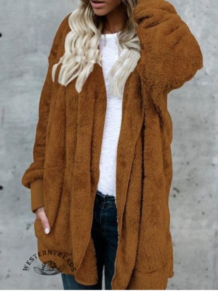 Autumn and Winter Solid Color Warm Top Medium Long Coat - Image 7