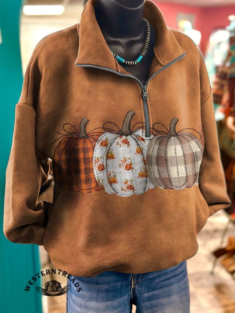 Autumn Pumpkin Casual Cotton Sweatshirt - Image 3