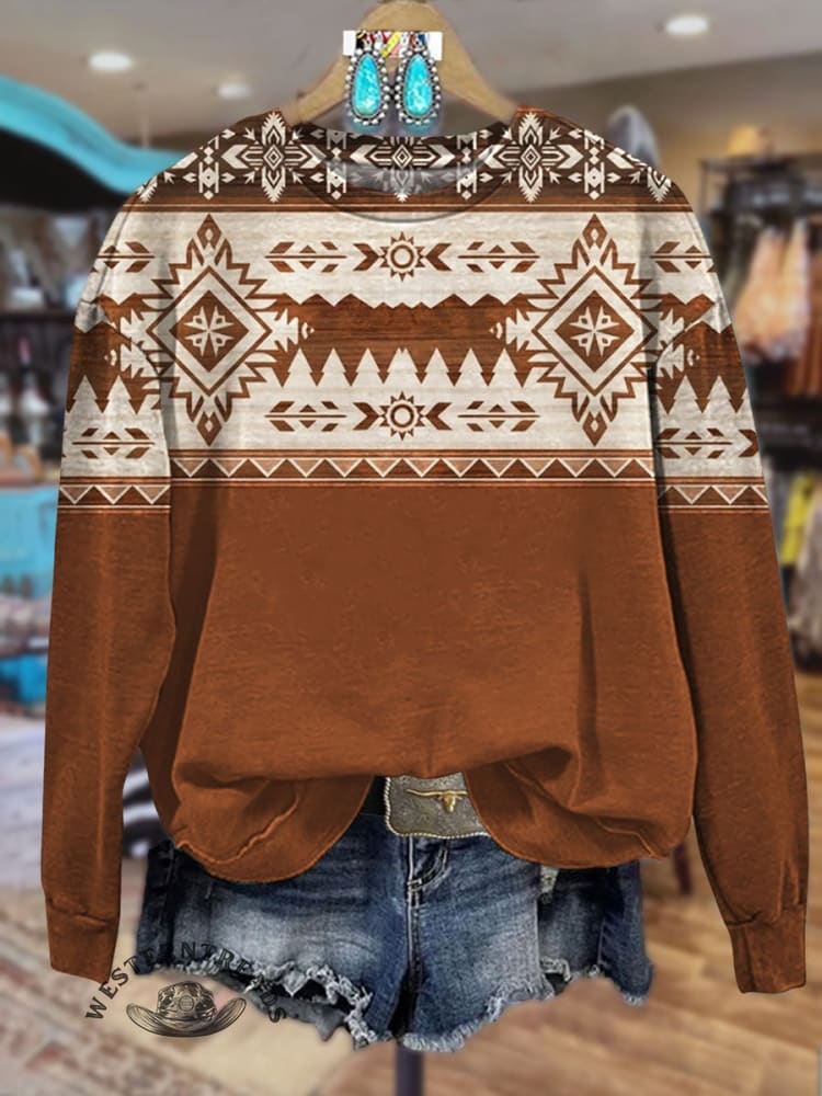 Aztek Print Casual Short Sleeve Top - Image 3