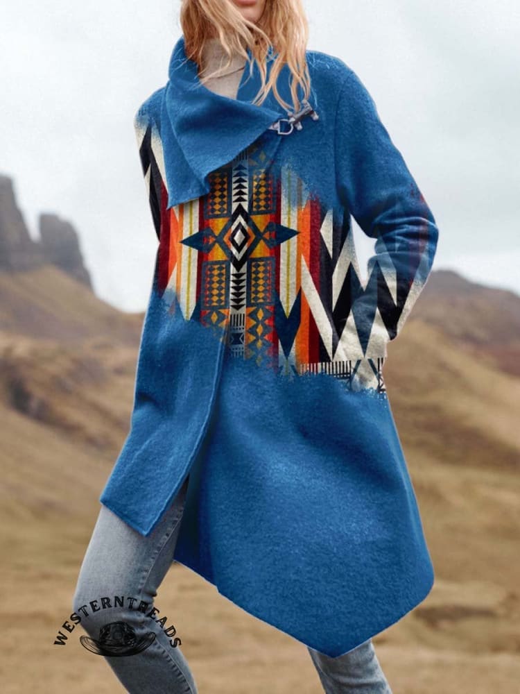 🔥Hot Sale🔥Blue Aztec Print Casual Sweatshirt - Image 4