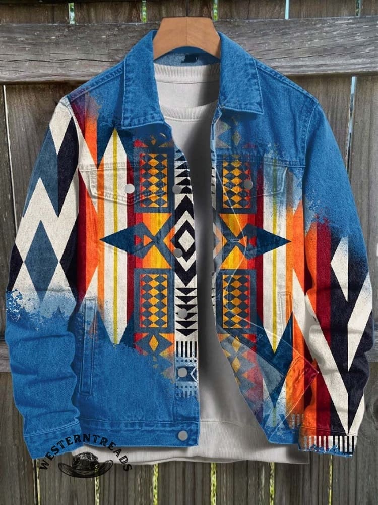 🔥Hot Sale🔥Blue Aztec Print Casual Sweatshirt - Image 6