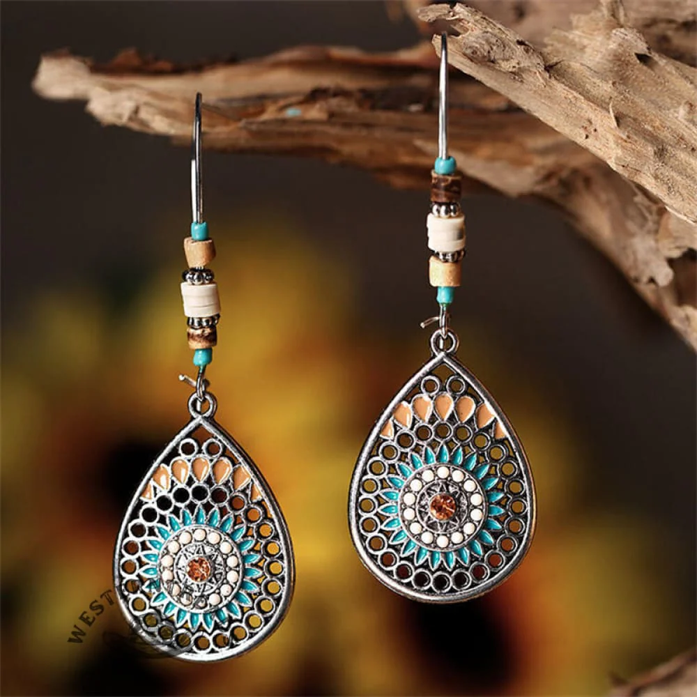 Boho Mandala Hollow Carving Beaded Earrings - Image 4
