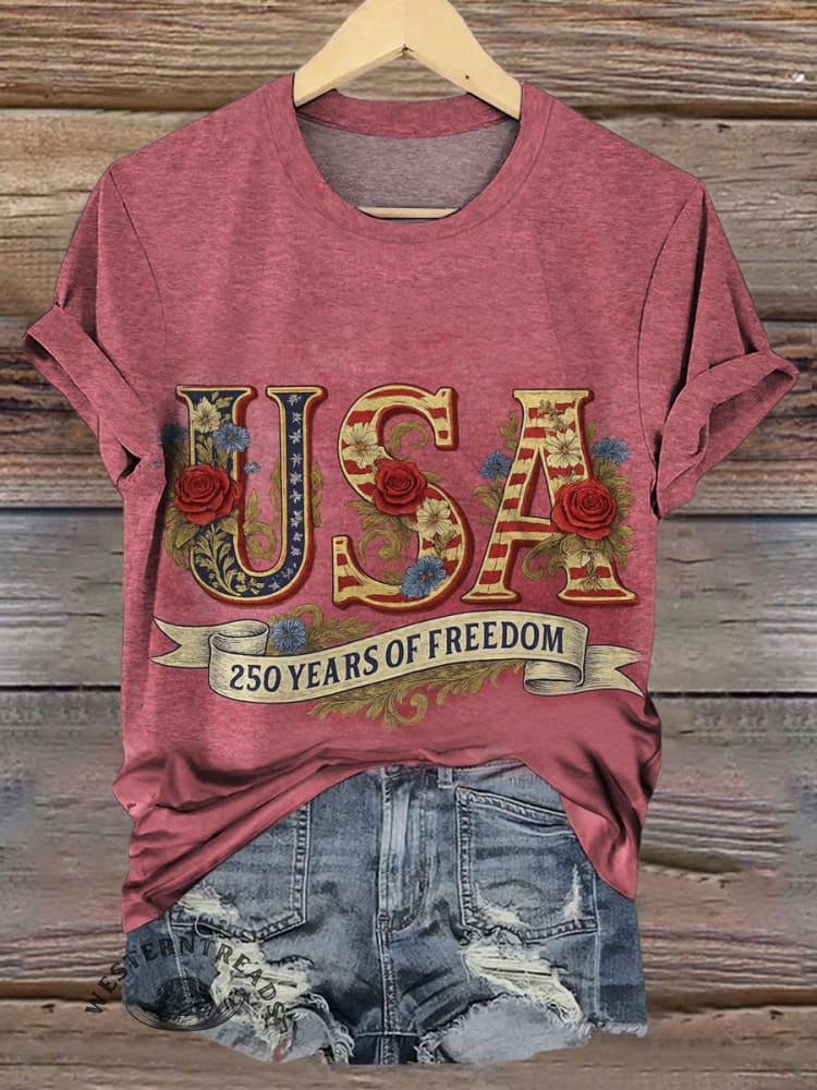 Celebrate 250th Anniversary Art Print Casual Short Sleeve T-shirt