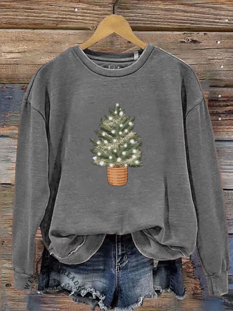Christmas Tree Lights Print Casual Sweatshirt - Image 5