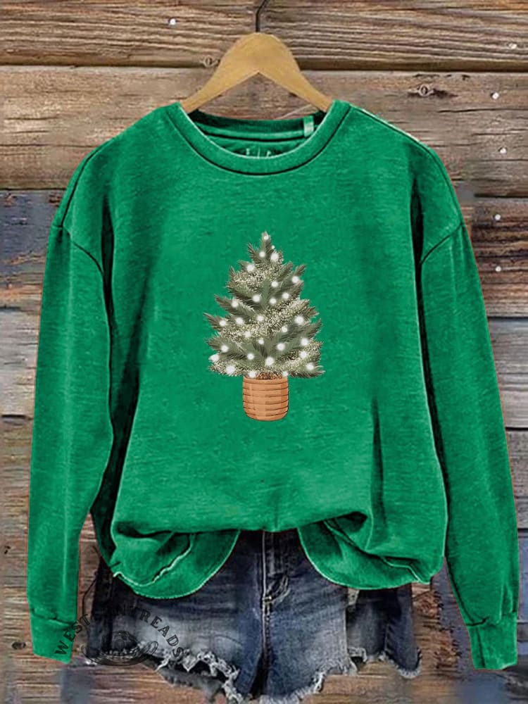 Christmas Tree Lights Print Casual Sweatshirt - Image 8