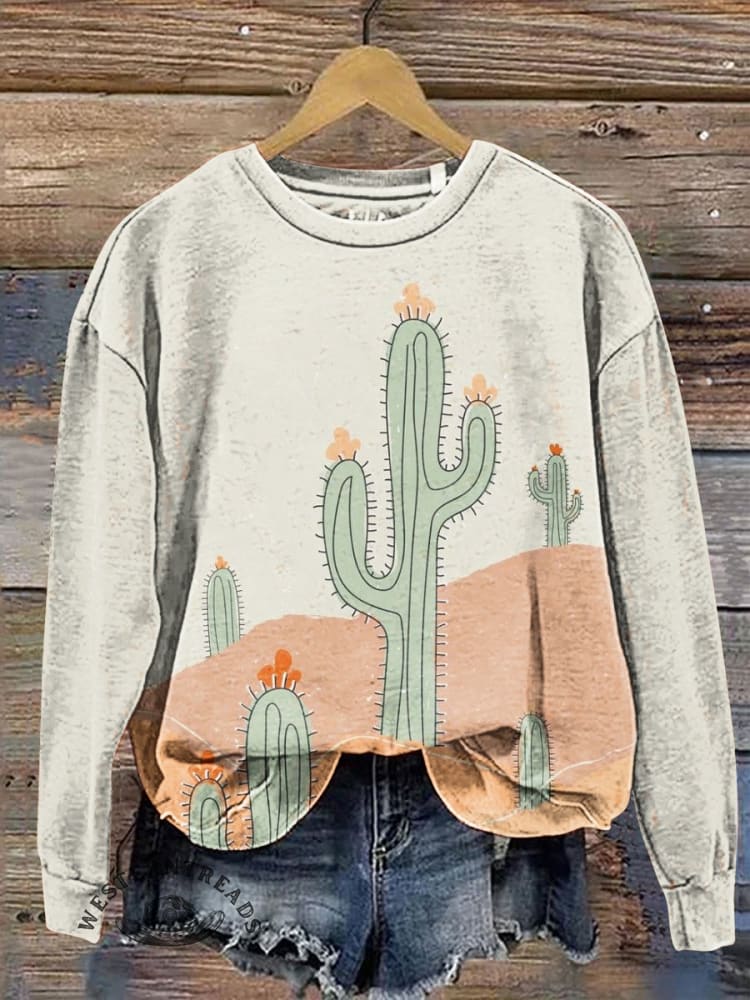 Classic Cactus Print Casual T-Shirt - Image 3