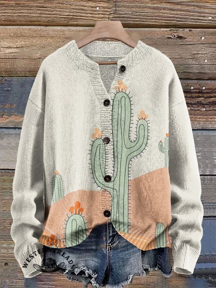 Classic Cactus Print Casual T-Shirt - Image 8