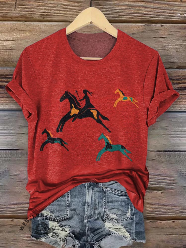 🔥Hot Sale🔥Classic Horse Art Print Casual T-Shirt