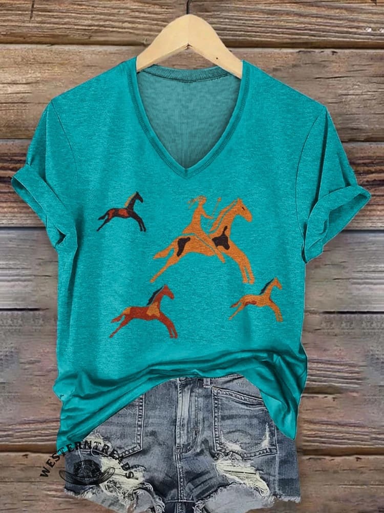 🔥Hot Sale🔥Classic Horse Art Print Casual T-Shirt - Image 11