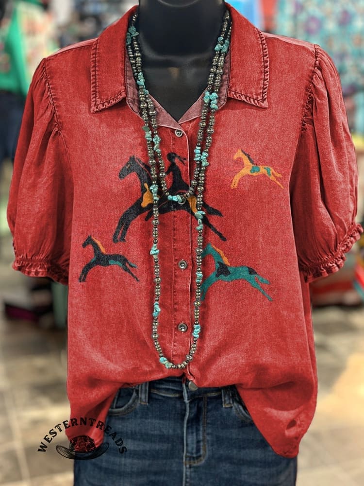 🔥Hot Sale🔥Classic Horse Art Print Casual T-Shirt - Image 12