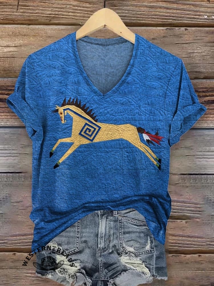 Classic Horse Art Print Casual T-Shirt - Image 2