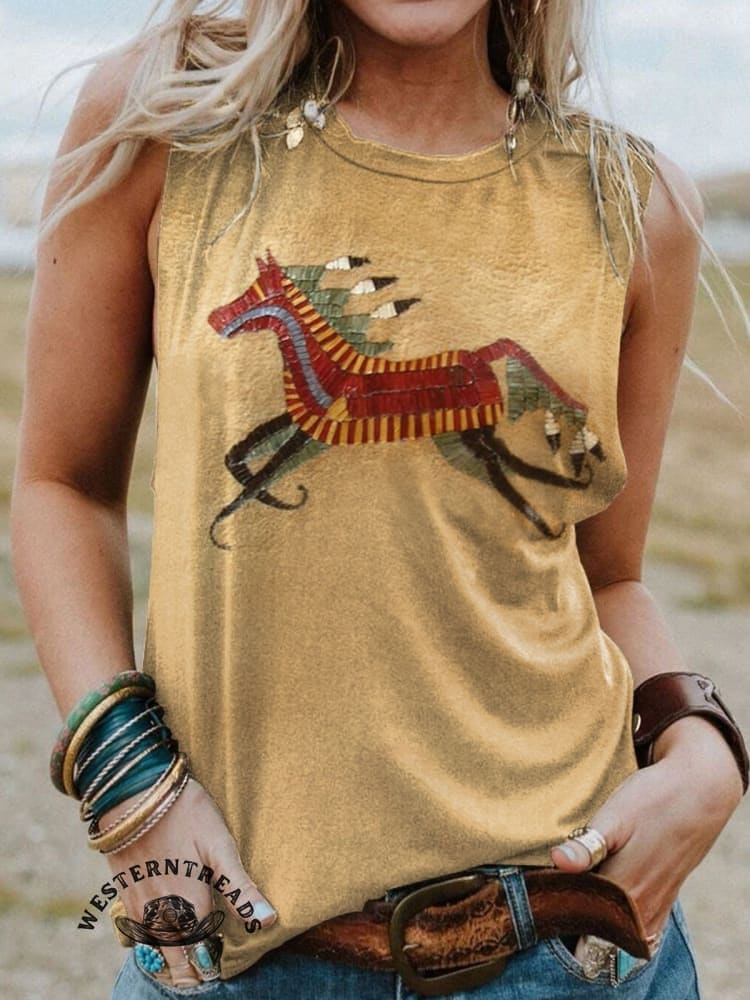 Classic Horse Art Print Casual T-Shirt - Image 4