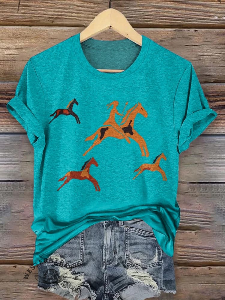 🔥Hot Sale🔥Classic Horse Art Print Casual T-Shirt - Image 5