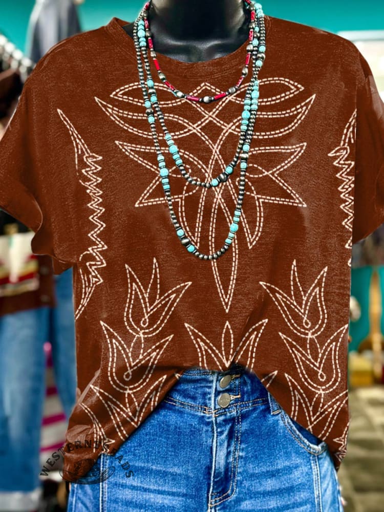 Classic West Print Casual T-shirt