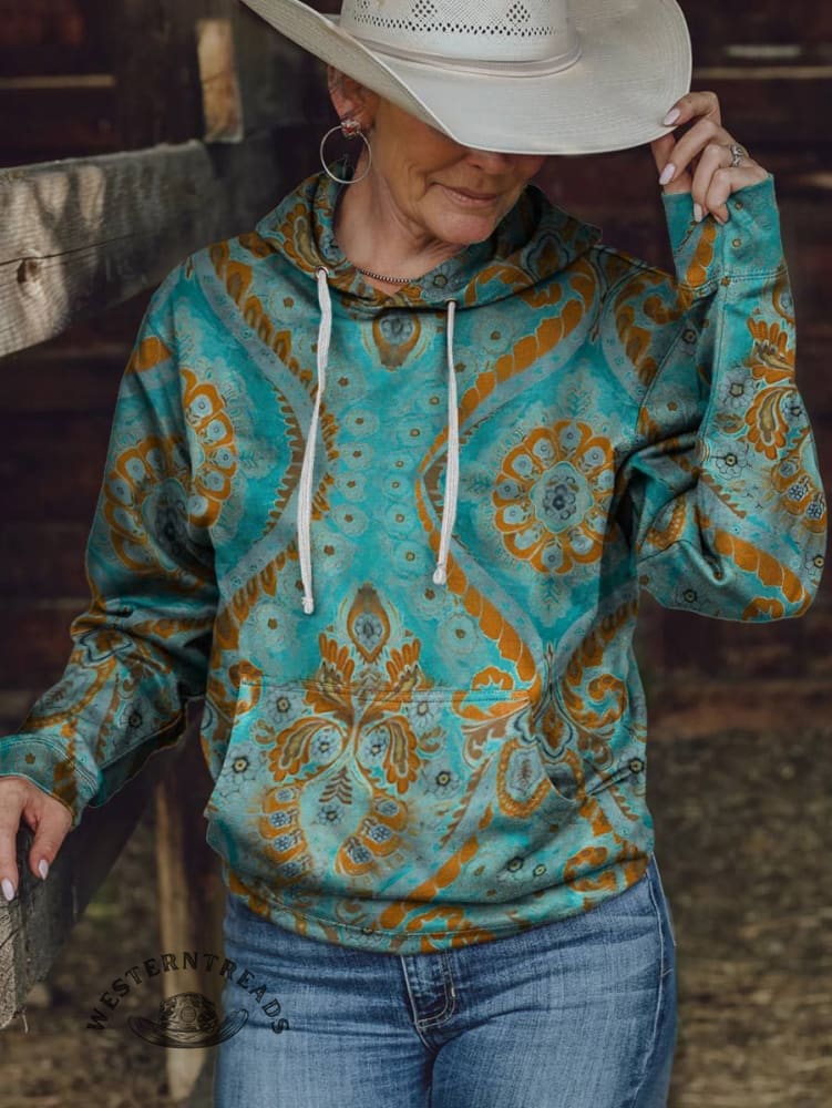 Classic Western Print Casual Sweatshirt - Image 2