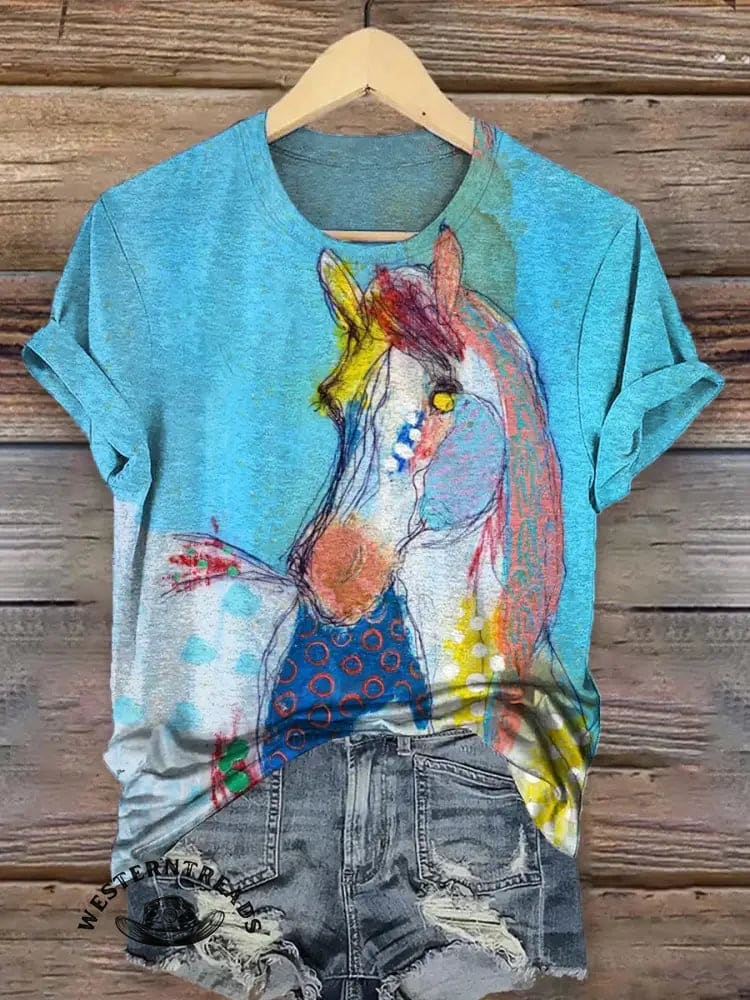 Color Horse Print T-shirt