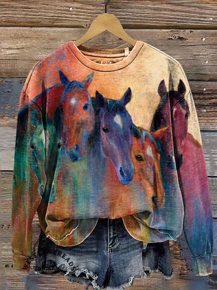 Color Horse Print T-shirt - Image 5