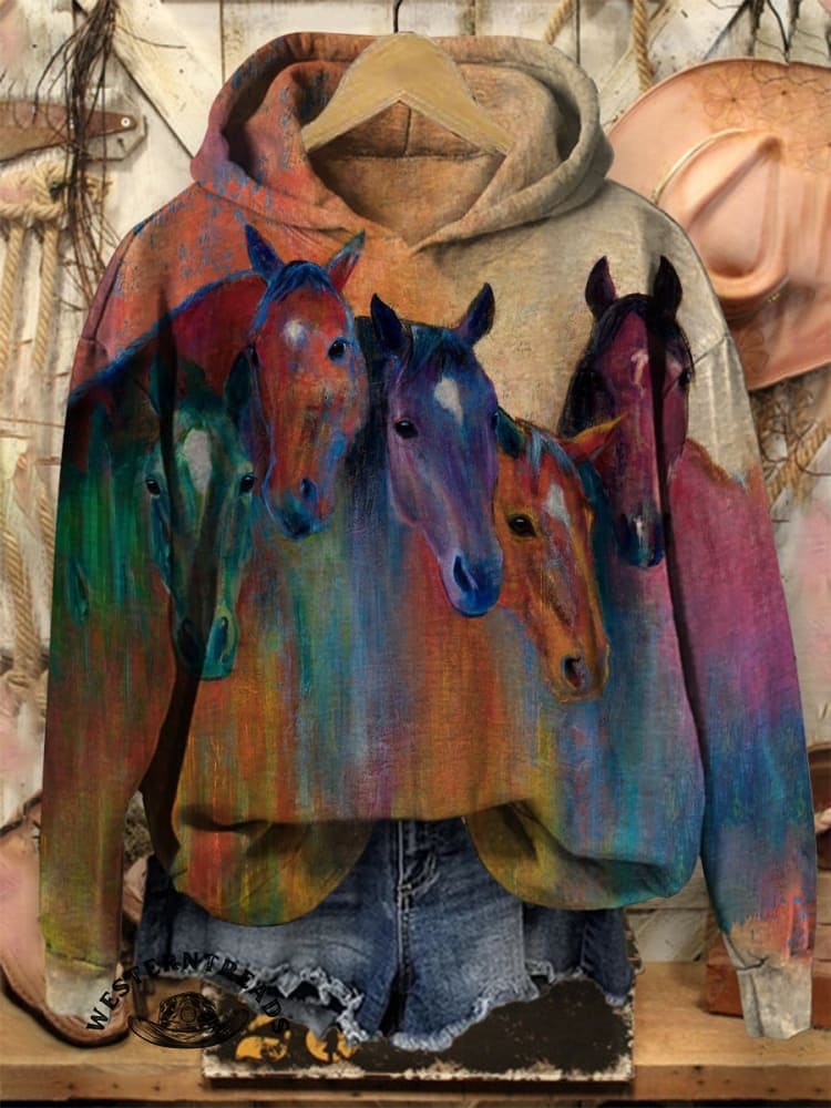 Color Horse Print T-shirt - Image 6
