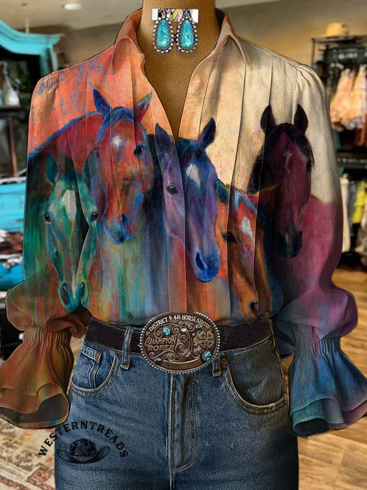 Color Horse Print T-shirt - Image 8