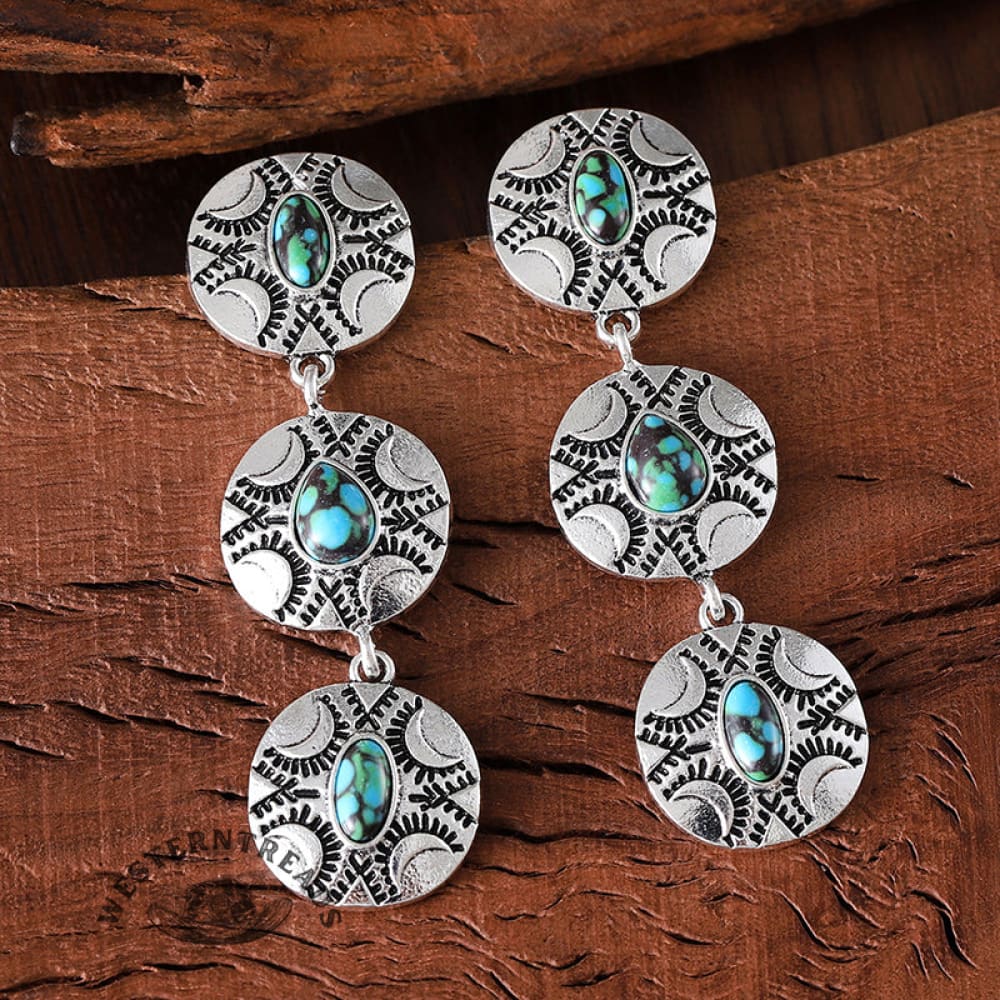 Vintage Ethnic Turquoise Earrings - Image 4