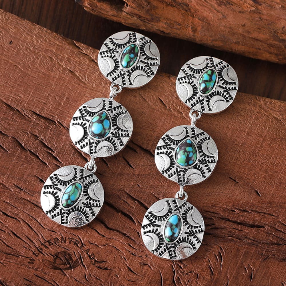 Vintage Ethnic Turquoise Earrings - Image 5