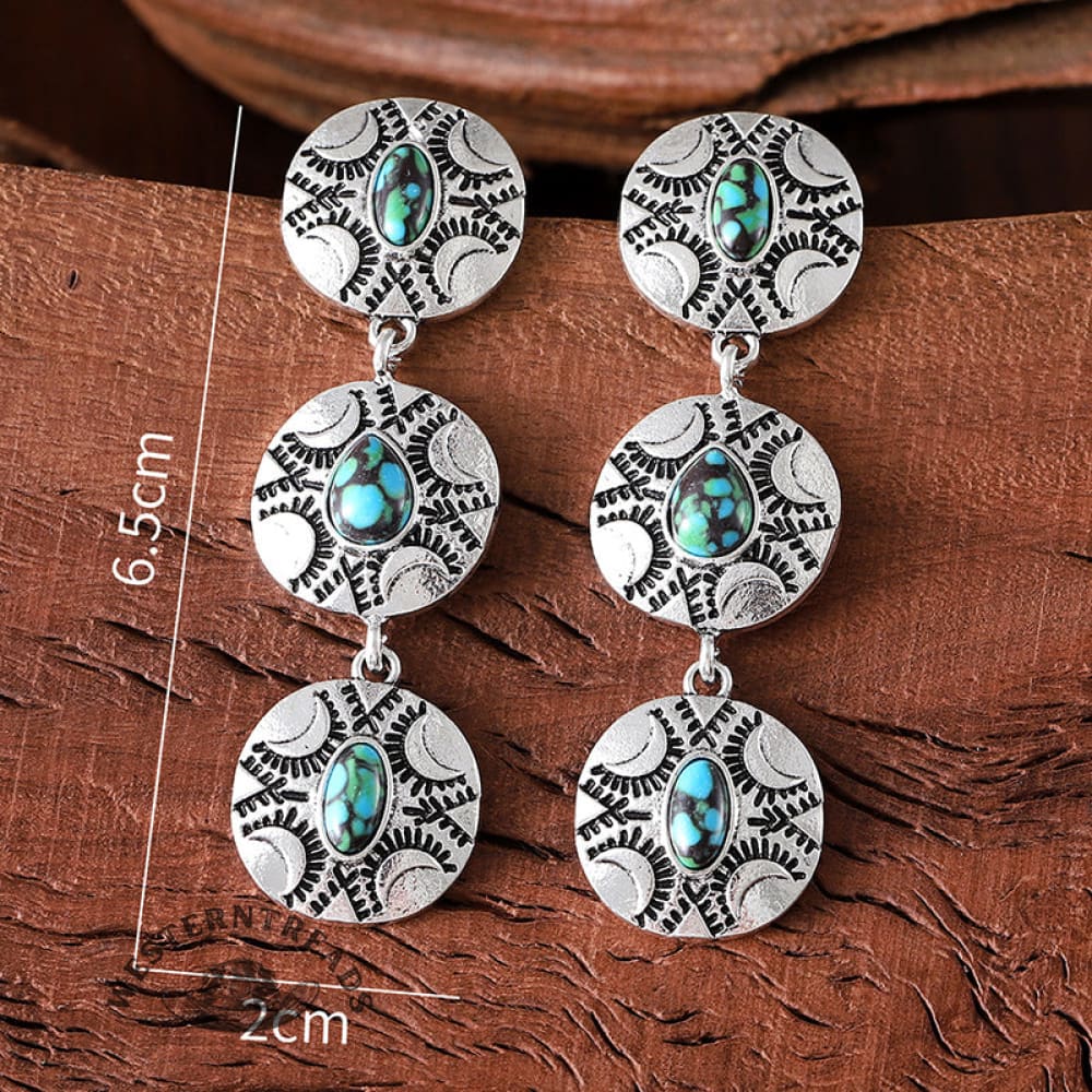 Vintage Ethnic Turquoise Earrings - Image 6