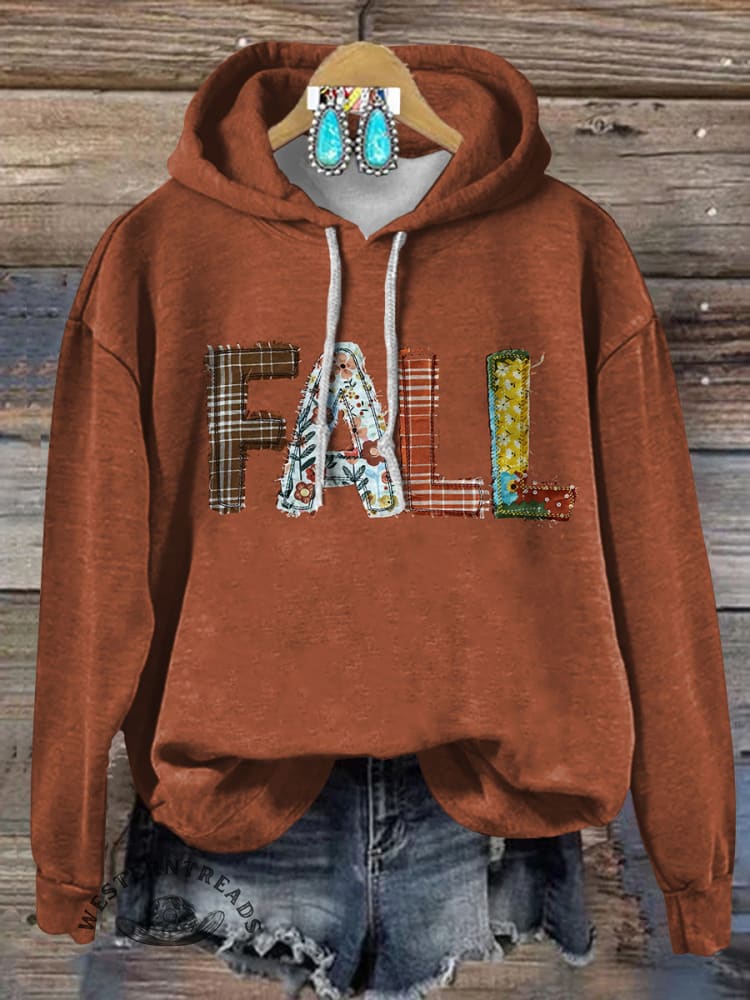 Fall Febric Art Print Casual Cotton Sweatshirt - Image 6