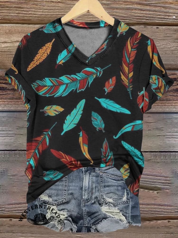 Feather Print Casual Top - Image 2