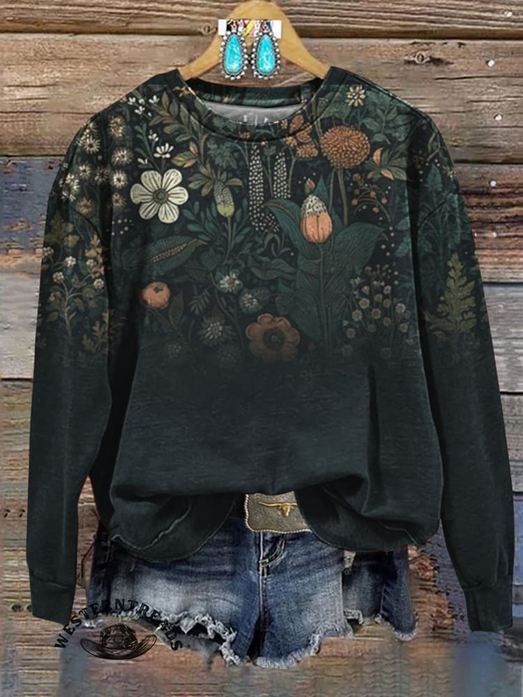 🔥Hot Sale🔥Flowers Art Print Casual Short Sleeve T-shirt - Image 4