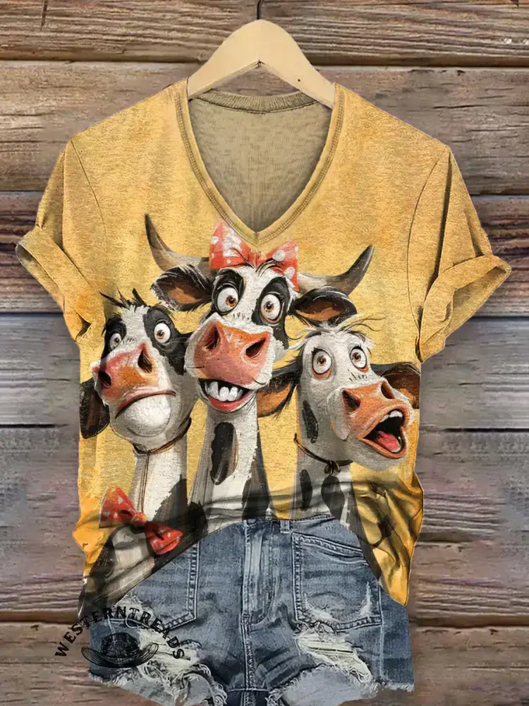 Funny Cow Art Print Classic Short-sleeved T-shirt - Image 2