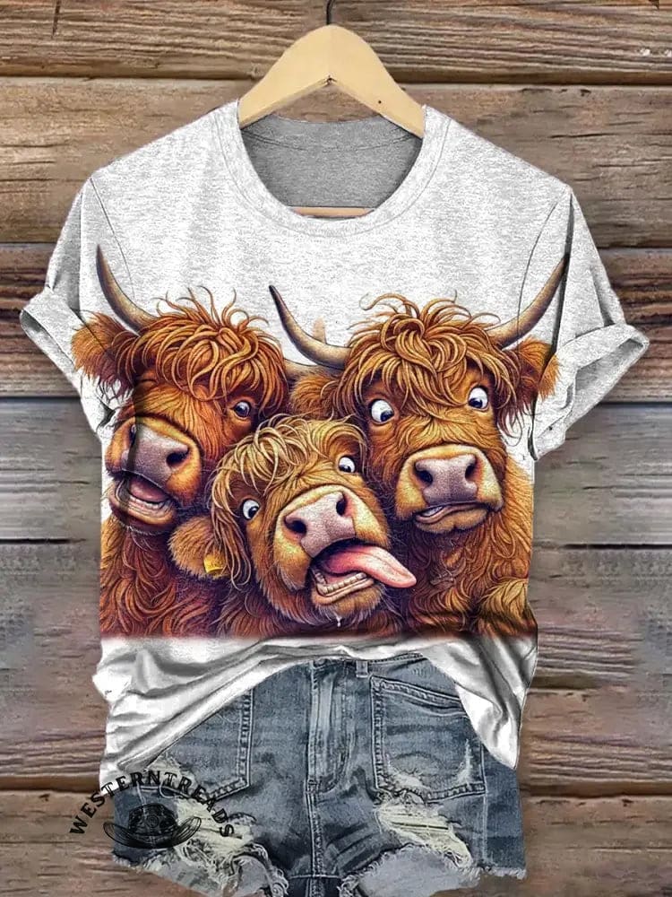 Funny Cow Art Print Classic Short-sleeved T-shirt - Image 4