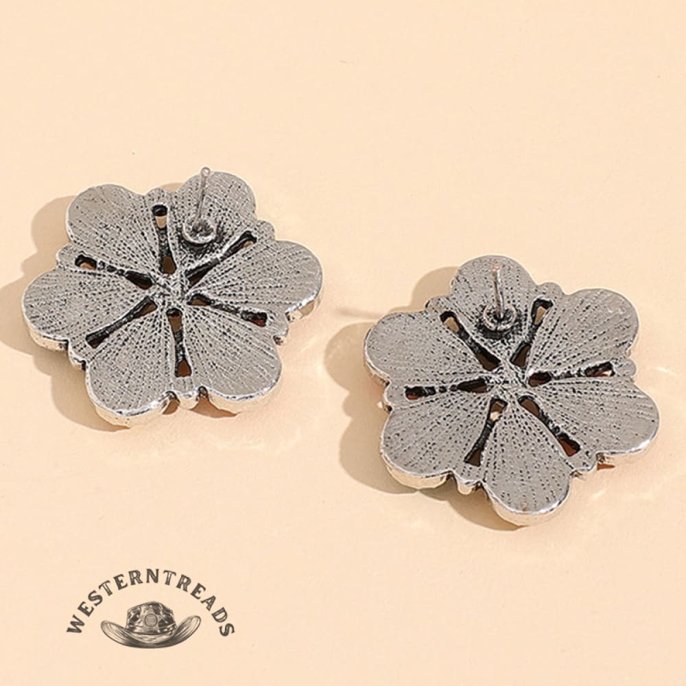 Colorful Flower Turquoise Stud Earrings - Image 2