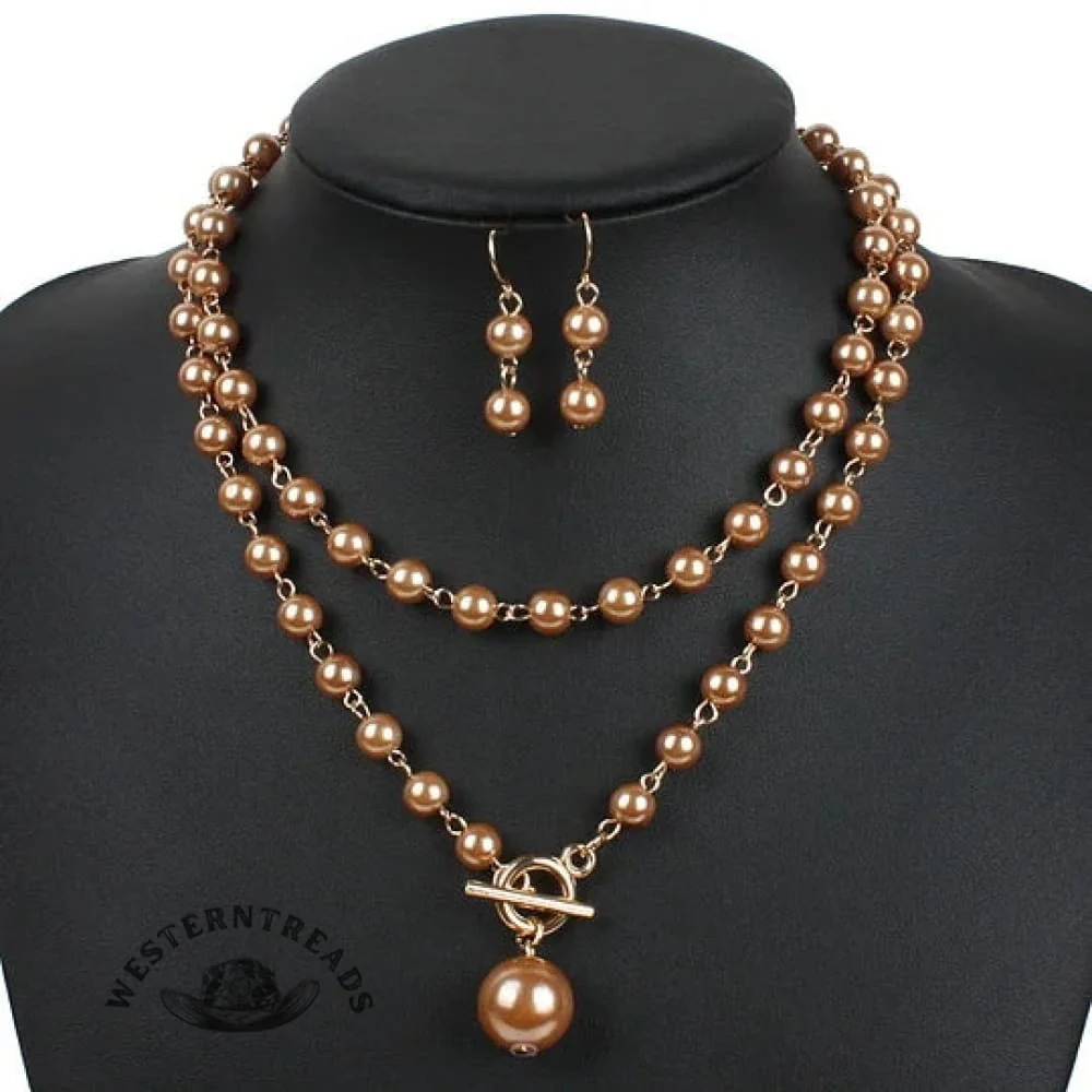 Elegant Pearl Necklace Earring Set - Image 5