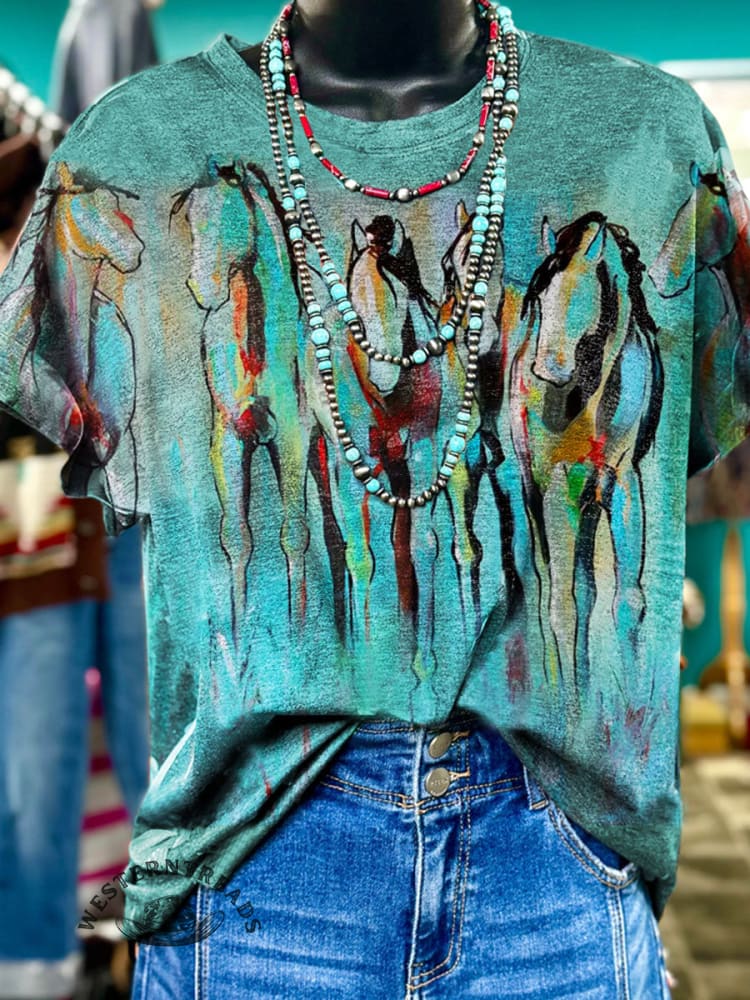 Limited time offerđ„Horse Art Prints Casual T-shirt