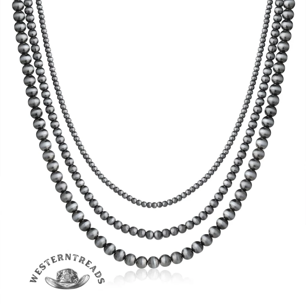 Very popular ✨Navajo Imitation Pearl Premium Brushed Shiny Black Necklace 3 piece Set