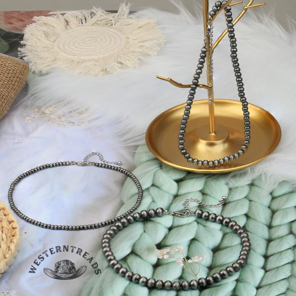 Very popular ✨Navajo Imitation Pearl Premium Brushed Shiny Black Necklace 3 piece Set - Image 2