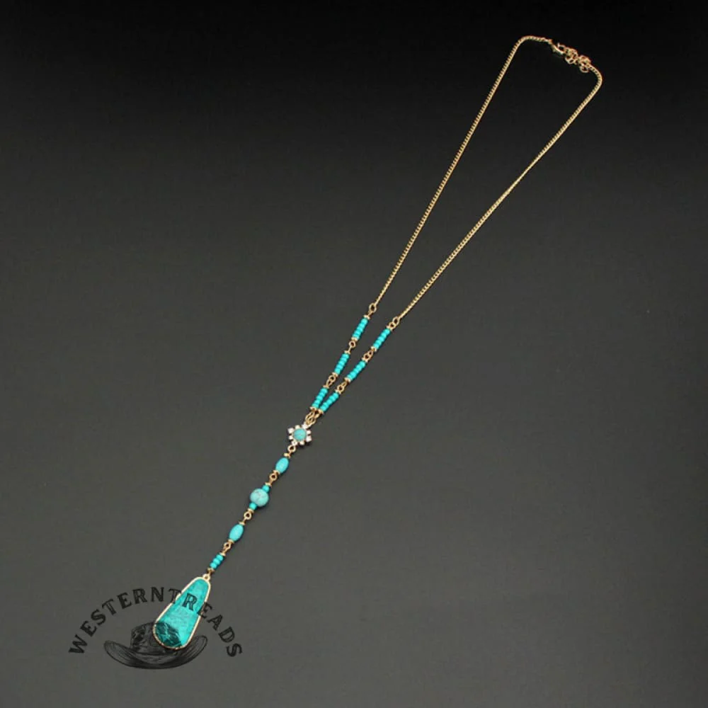 Classic Turquoise Long Beaded Necklace - Image 6