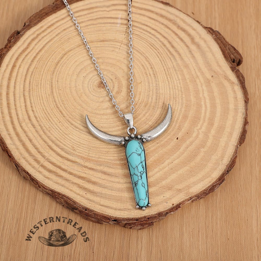 Turquoise Bull Head Necklace - Image 3