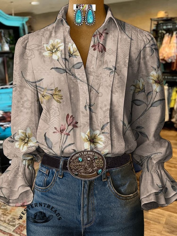 Paisley Art Print Casual  Cotton And Linen Shirt - Image 3