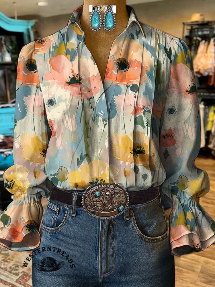 Paisley Art Print Casual  Cotton And Linen Shirt - Image 4