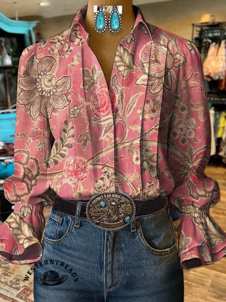 Paisley Art Print Casual  Cotton And Linen Shirt - Image 5