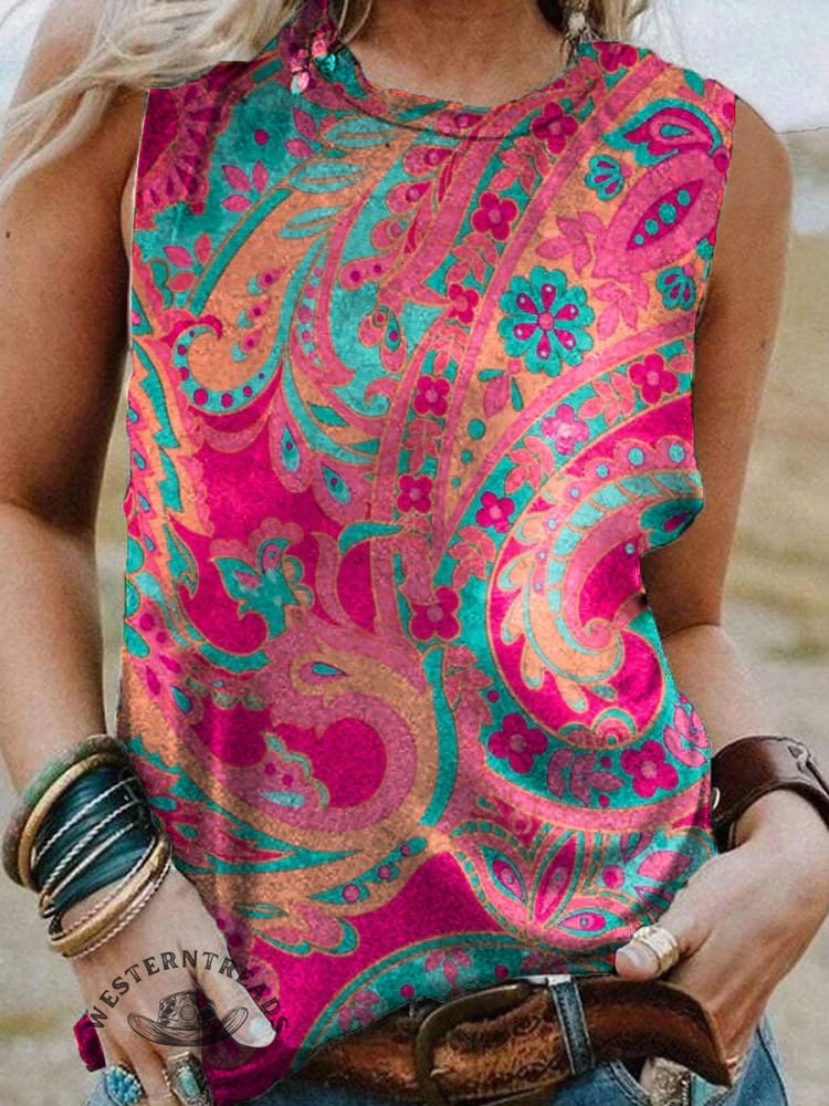 Paisley Art Print Casual T-shirt - Image 5