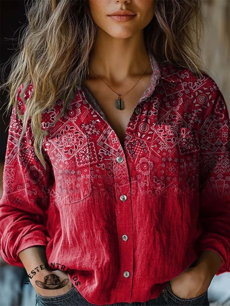 Red Paisley Print T-shirt - Image 4