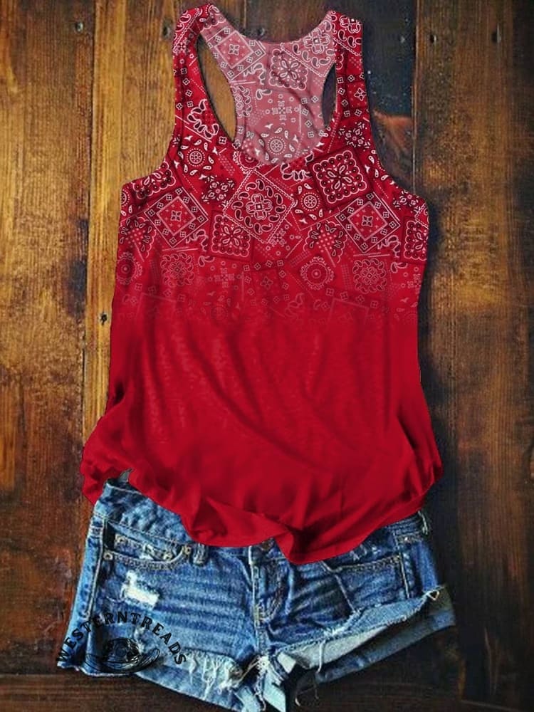 Red Paisley Print T-shirt - Image 6