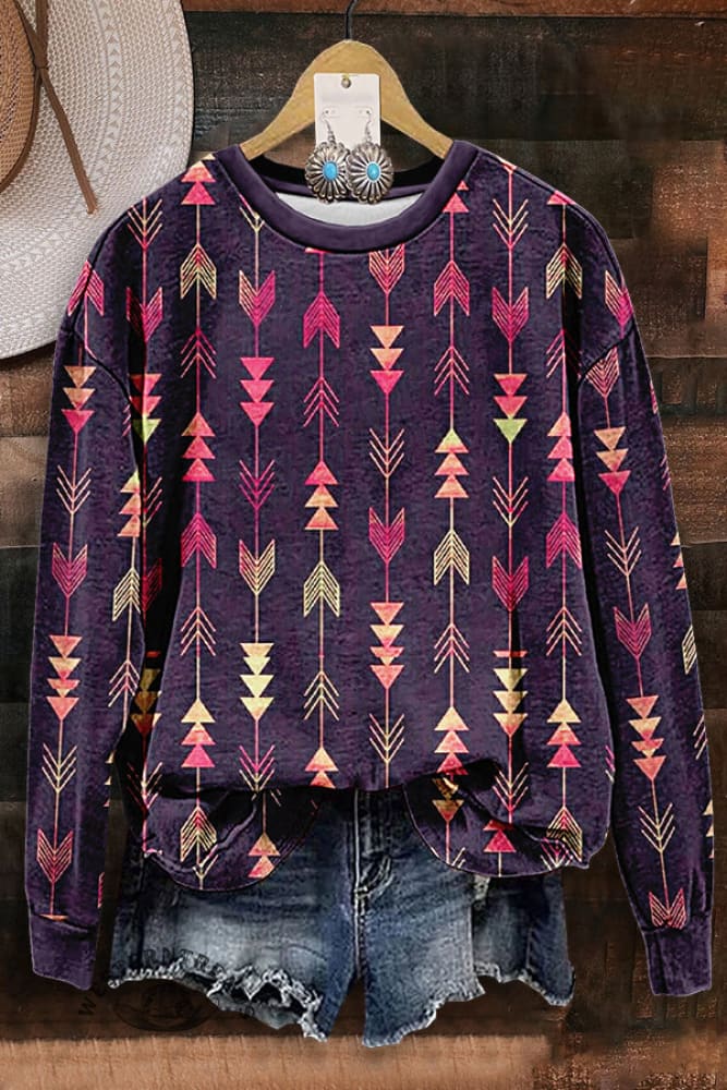 Retro Western Aztec Print Sweatshirt - Image 3